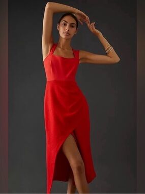 Anthropologie Maeve Midi Dress Size 0P Petite Sleeveless Wrap Cocktail Dress
